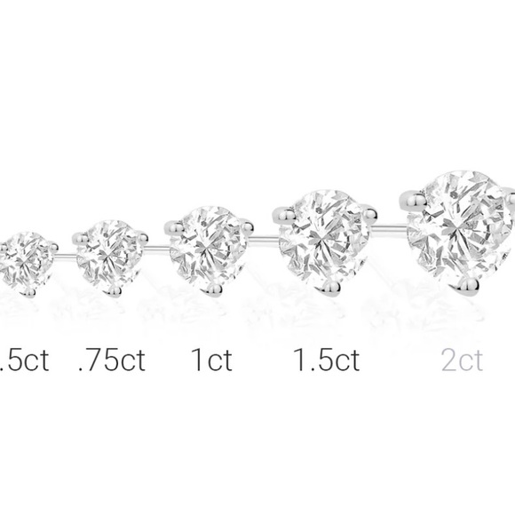 Diamond like cubic zirconia sterling silver earring studs - Picture 3 of 3